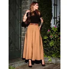 OitoW Saia Longa  Feminina Saia de Alfaiataria e  de couro Moda Evangélica Elegante Cintura AltaCcinto Plus Size Ate G1