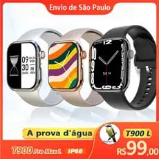 Smartwatch T900 Relógio inteligente à prova d'água IP68 Monitor De Freqüência Cardíaca Smart Watch Para Mulheres