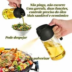 Cantil de Óleo 470ml com Spray e Vertedor 2 em 1 - Ideal para Azeite, Vinagre e Molhos - Prático, Elegante e Multifuncio