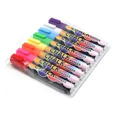 Kit 8 Canetas Fluorescentes Neon para Vidro, Quadro e LED Apagáveis