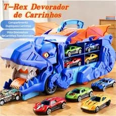 🎁 Caminhão T-Rex com 4 Carrinhos de Metal | Brinquedo Educativo Infantil