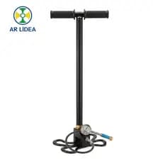 Bomba PCP Manual 300BAR 4500PSI Alta Pressão em Aço com Manômetro e Pedal Dobrável