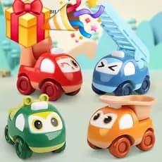 Kit 4 em 1 Carrinhos Baby com Inércia: Veículos de Construção e Resgate Coloridos
