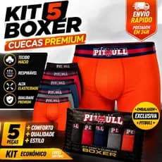 Kit 05 Cueca Boxer Microfibra Masculina Adulto Linha Premium Confortável Respirável Dia a Dia