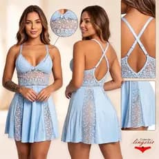 Camisola Feminina P ao 54 Renda Microfibra Sem Bojo Sensual Cruzado Nas Costas Ref Bonita