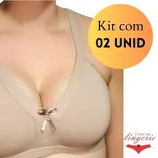 Kit 02 Sutiã Sem Bojo Reforçado Plus 201 Sem Aro Com 02 Camadas De Tecido No Seio Em Microfibra