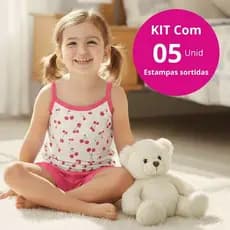 Pijama Infantil Malha Kit 5 Short doll Feminino Verão Criança Menina Conforto Tecido Leve Fresquinho