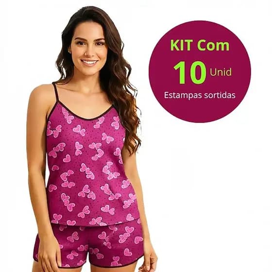 Kit 10 Baby Doll Feminino Short Doll Pijama Adulto Em Microfibra