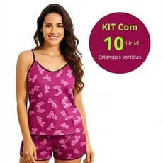 Kit 10 Baby Doll Feminino Short Doll Pijama Adulto Em Microfibra