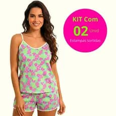 Kit 2 Baby Doll Feminino Short Doll Adulto Pijama Feminino em Microfibra