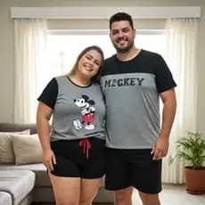 Pijama Casal Adulto Em Malha Kit 2 Peças Verão Masculino e Feminino PP ao Plus Size