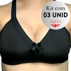 Kit 03 Sutiã Sem Bojo Reforçado Plus 201 Sem Aro Com 02 Camadas De Tecido No Seio Em Microfibra