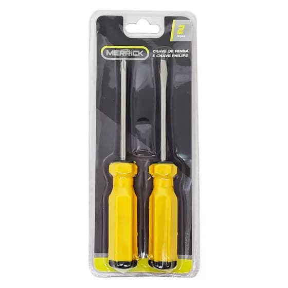 Kit Chave de Fenda 15cm 2 Peças em Metal Merrick
