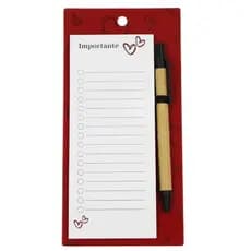 Bloco de Anotação Corações C/ Caneta 20x10cm em Papel FWB