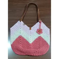 Bolsa de crochê artesanal, bolsa moda praia, bolsa de ombro.
