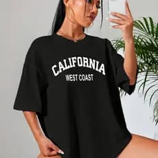 Camisetão Feminina Blusa Tipo Over California West Blusão Academia P ao G4 Shopping Algodão 30.1