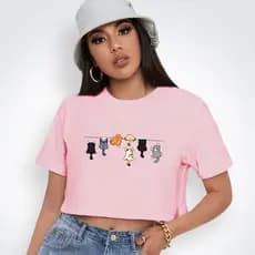 Cropped Crop Feminino Blusinha Gatinhos Algodão Premium
