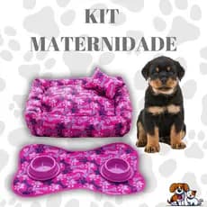 KIT MATERNIDADE PET ACOMPANHA COMEDOURO, CAMINHA, TAPETE E ALMOFADINHA, PARA CACHORRO GATO