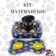 KIT MATERNIDADE PET ACOMPANHA COMEDOURO, CAMINHA, TAPETE E ALMOFADINHA, PARA CACHORRO GATO