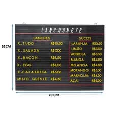 Tabela de Preços 51x70 para bares, restaurantes, comércios em geral.