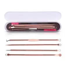 Acne Kit Espinha Extrator De Cravos Profissional Removedor 4 Pçs de Ponta Dupla com Pinça/Extrator/Agulha para Salão
