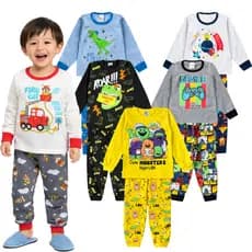 Kit 4 peças pijama infantil masculino 2 calças e 2 blusas manga longa frio menino inverno criança