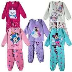 Kit 6 peças pijama infantil menina inverno 3 calças e 3 blusas pijama comprido manga longa feminino