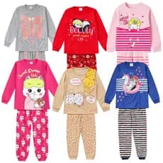 kit sortido 2 Pijama Bebê menina 100% algodão manga longa meia estação manga longa 2 conjuntos frio