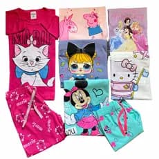 kit 4 peças pijama bebê menina 2 blusas e 2 calças meia estação 100% algodão longo bebe 2 conjunto
