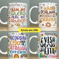 Caneca Personalizada Porcelana - Xicara com Frases Engraçadas - Canecas Divertidas - Xícara Personalizada Good Vibes
