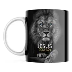Caneca Porcelana Leão De Judá Jesus Cristo Nunca Foi Sorte
