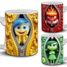 Caneca personalizada arte 3D divertida mente filme desenhos caneca de porcelana branca sublimação