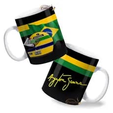 Caneca Ayrton Senna personalizada xicara para café corrida carro formula1 autógrafo Brasileiro mágica