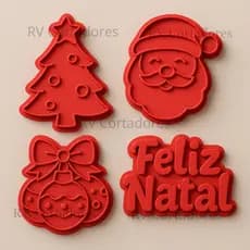 Cortadores Natal - Kit Enfeites - Pasta Americana molde Biscuit Marcador Biscoito
