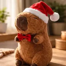 Pelúcia Capivara Noel 23 Cm Importada Feliz Natal Gorrinho