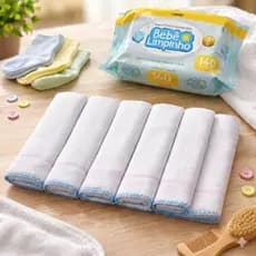 Kit Bebê Lençinhos E Fralda De Boca Macia Absorvente Higiene Fraldas Umidecidas