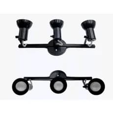 Kit com 2 unid Spot Trilho Triplo 3 Sobrepor Direcionável E-27 Preto
