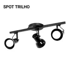Luminária Spot Trilho Triplo 3 Sobrepor Direcionável E-27 3 Spots Para Lâmpadas Led Bulbo