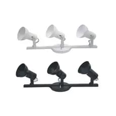 Kit com 2 Luminárias  Spot Trilho Triplo 3 Sobrepor Direcionável E-27 Preto