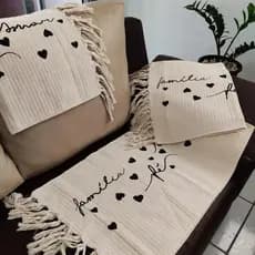 Jogo De Cozinha Tapete Kit Passadeira Decoração 03 Peças De Tear 100% Algodão Várias Cores