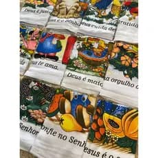 Kit Com 12 Pano De Prato Estampado Primeira Linha Tamanho 45x75 100% Algodão