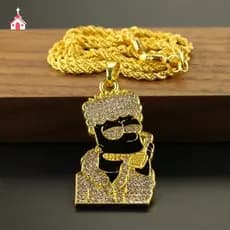 Colar Banhado a Ouro 24K Pingente de Zircão em Ouro Amarelo Menor Moda Masculina e Feminina Acessórios de Jóias HYOY