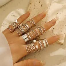 Conjunto De 22 AnéIs Joias Vintage Da Moda Para Festa Anel Em Forma De CoraçãO E Borboleta AcessóRios