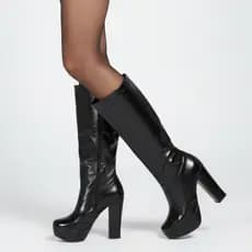 Bota Feminina Salto Alto Grosso Cano Longo Super Confortável Meia Pata