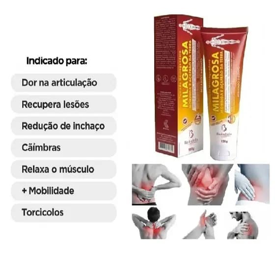 Pomada Massageadora Milagrosa Arnica Moringa Coluna Joelho Articulações Alívio Muscular Circulação