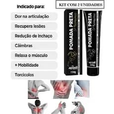2 unidades Pomada Preta Massageadora Eucalipto Arnica Coluna Articulações Alívio Muscular Circulação