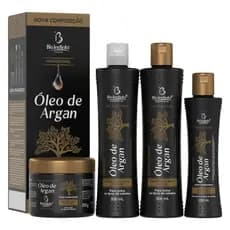 Kit Capilar Óleo de Argan - Cabelos Macios Brilho Reparação Hidratação - Ouro de Marrocos - 4 itens