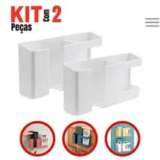 Kit 2 Suporte De Parede dois em um Multifuncional Sem Furar Telefone Móvel/Controle Remoto/Banheiro