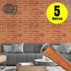 Papel de Parede Premium Autoadesivo Tijolinhos Rústico Sala Quarto 5m x 45cm