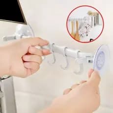 Gancho De Parede Com Ventosa Plástico Sem Costura Com 6 Ganchos Para Banheiro/cozinha
